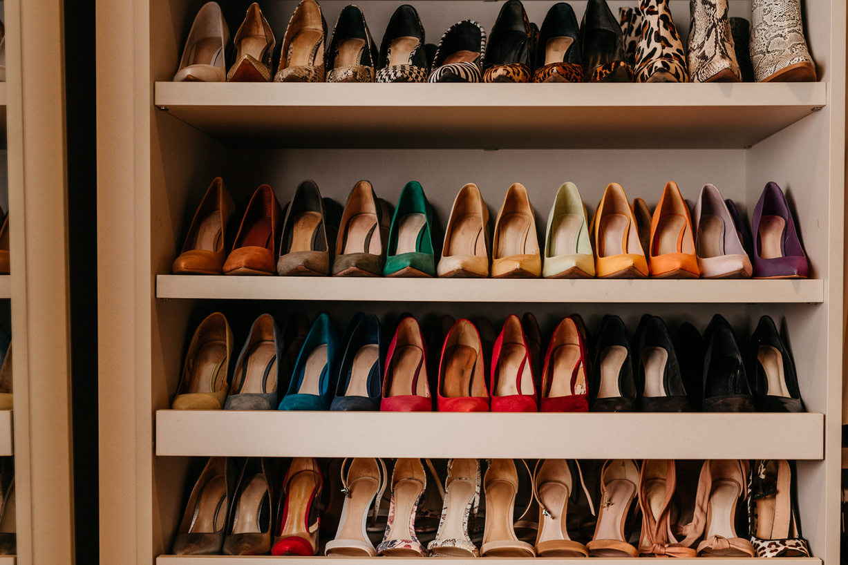 Organization - Shelves with shoes organized and lined up