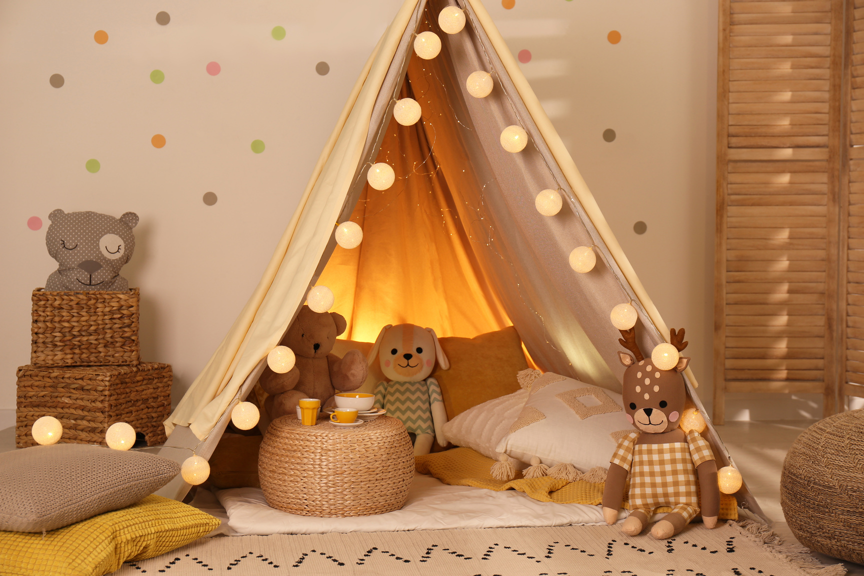 Modern Children's Room Interior with Play Tent